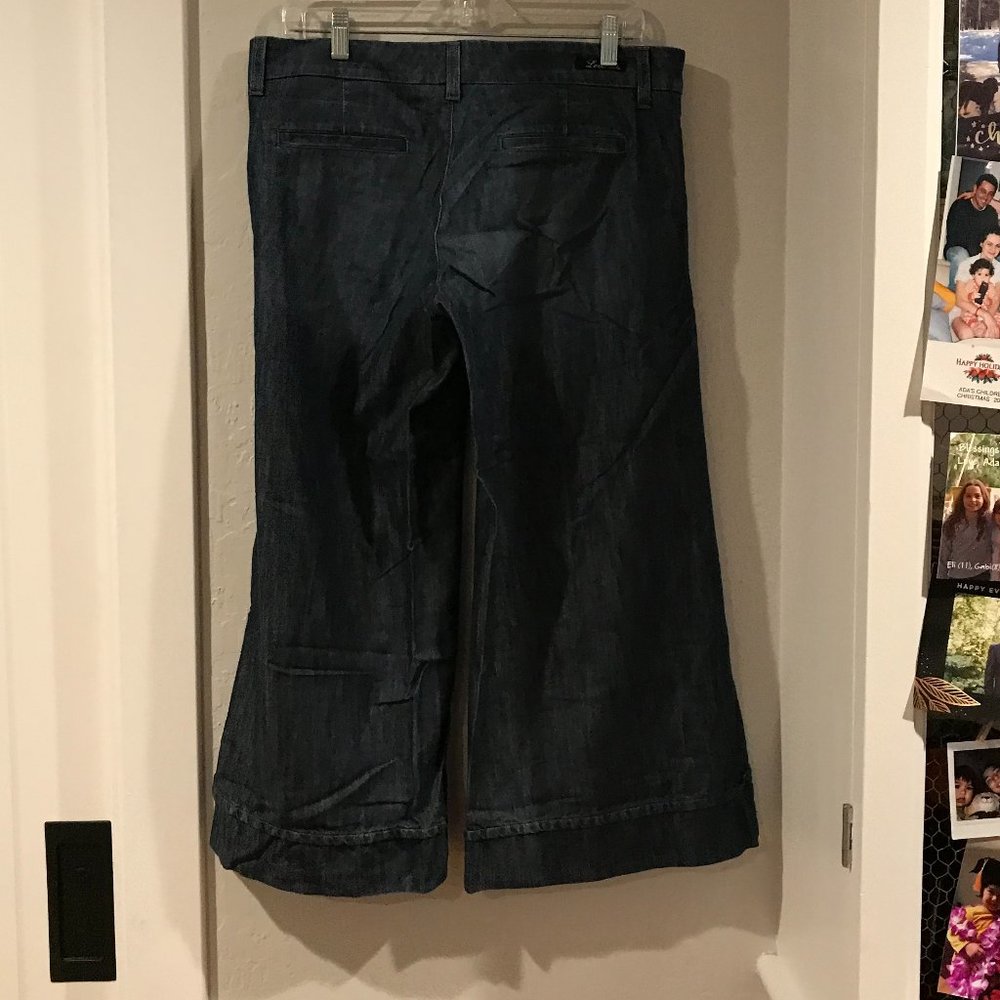 Level 99 Wide Leg Dark Denim Blue Gaucho Culottes Anthropologie 31 - Picture 3 of 8